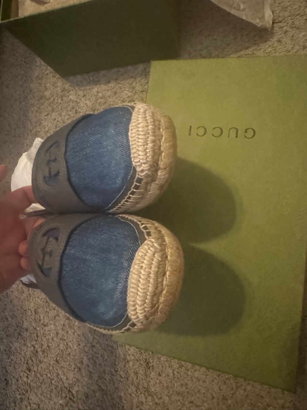 🆕 gucci mens interlocking g espadrilles Blue Denim Espadrille Slip-On - Picture 5 of 6